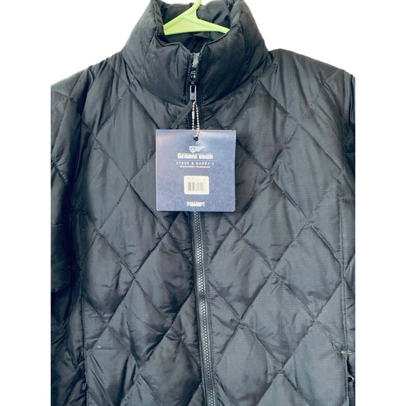 Steve & Barry's Women's Medium Double Down Puffer Jacket Coat Black Full Zip NWT - Picture 2 of 8